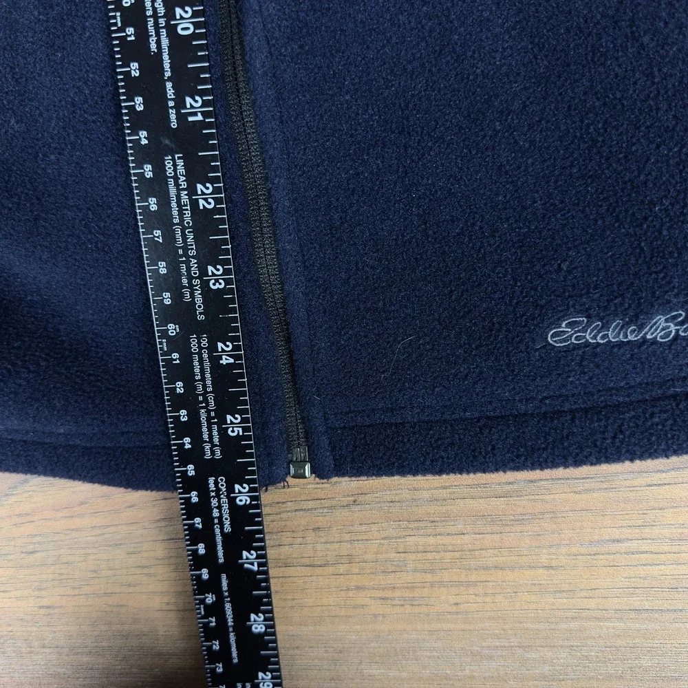 Vintage Eddie Bauer‎ Womens XL Navy Blue Fleece Full Zip Mock Neck Outdoor Vest